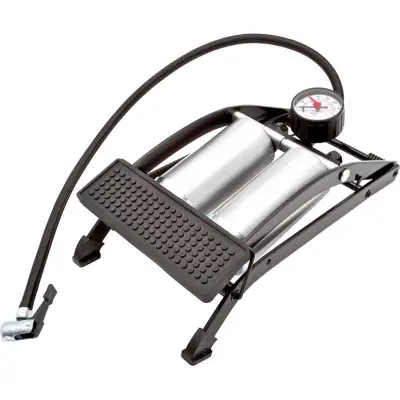Footpump Double Barrel 0-100 psi & 0-7 bar Gauge